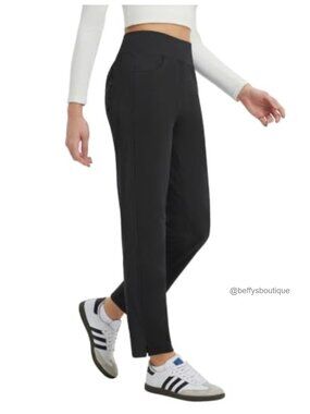Women's Fleece Lined Thermal Winter Pants Tapered Split Leg Drawstring